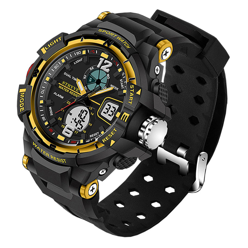 STRYVE S8012 Chronograph Luminous Week Display Waterproof Men Sport Dual Display Digital Watch