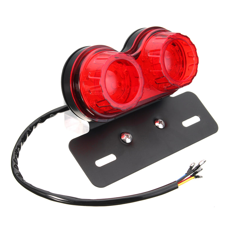 LED License Plate Brake Tail Turn Signal Dual Light For Motorcycle Bobber Cafe