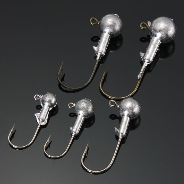ZANLURE 10pcs Jig Head Fishing Hooks Lead Round Head Jigs  Hooks Fishing Tackle