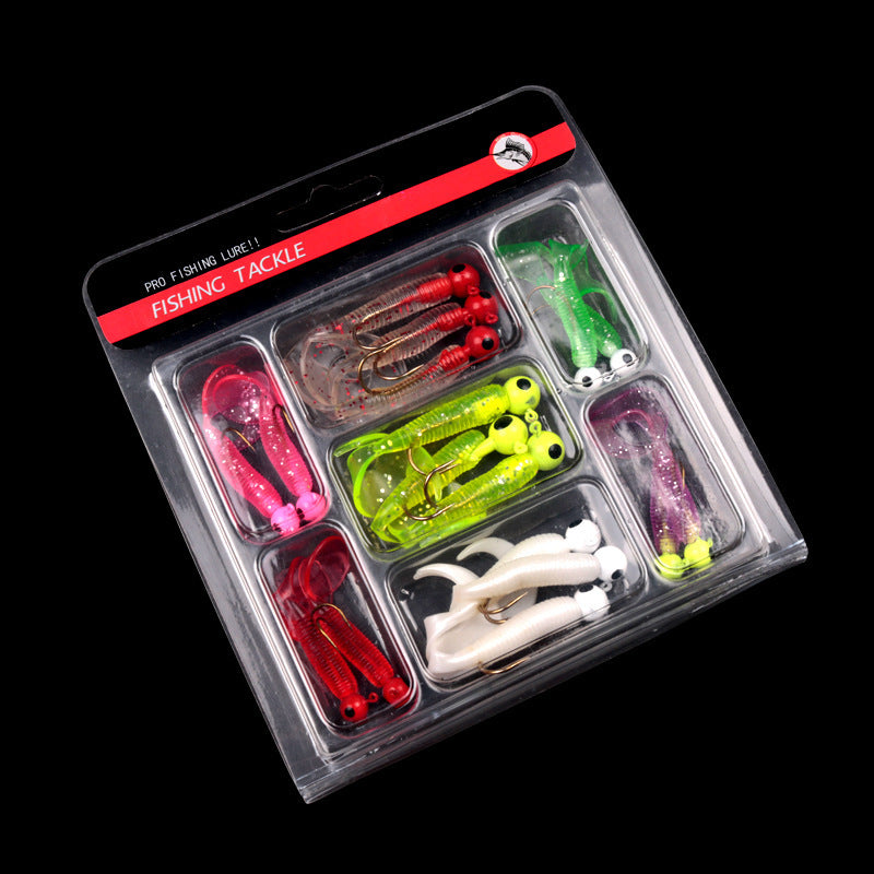 LUSHAZER 17 Pcs/Set 5.5/7cm Fishing Lure Soft Bait Spinning Jigging Fishing Lure