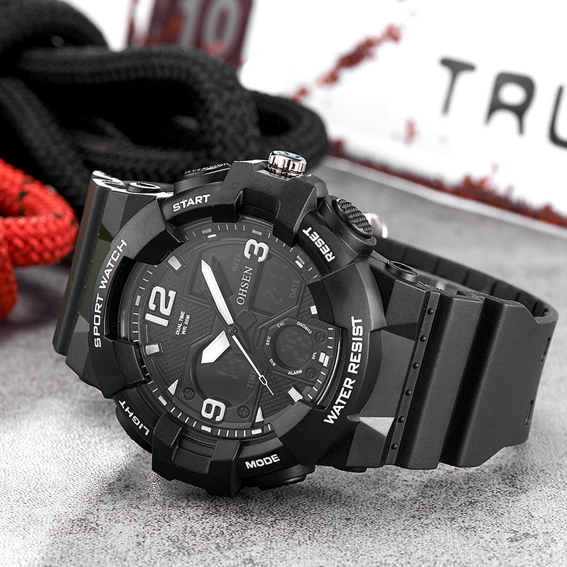 OHSEN AD1711 Fashionable LED Display Men Wrist Watch 5ATM Waterproof Sport Digital Watch