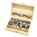 Drillpro 5Pcs Forstner Drill Bit Set 15 20 25 30 35mm Wood Auger Cutter Hex Wrench Woodworking Hole Saw For Power Tools Blue