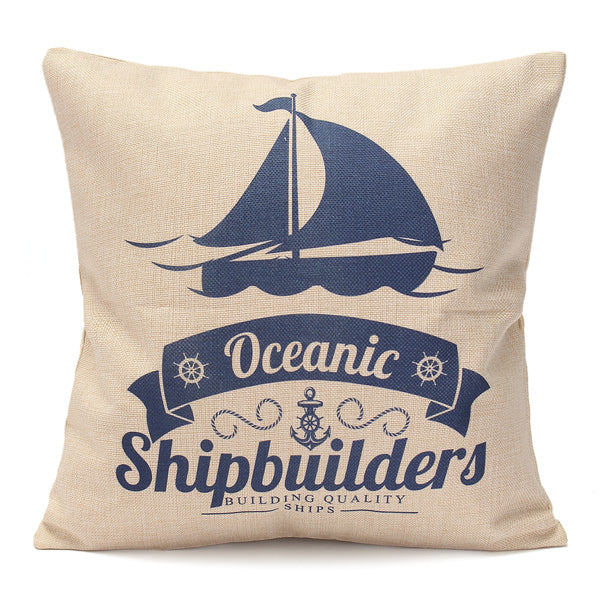 5 Pattern Mediterranean Style Fashion Cotton Linen Beige Pillow Case Home Sofa Decor