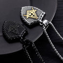 Fashion Pendant Necklace Geometric Shield Stainless Steel Chain Charm Necklace Jewelry for Men