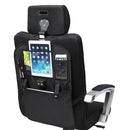 Leather Car Seat Back Storage Bag Multi-Pocket Hanging Organizer Black with 4 USB Charging Ports
