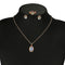 Vintage Colorful Artifical Gem Geometric Pendant Necklace Earrings Rings For Women Jewelry Set