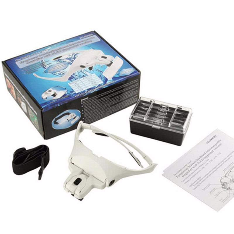 1X 1.5X 2X 2.5X 3.5X Headbrand Headset Jeweler Magnifier Magnifying Glass Loupe Glasses w/ LED Light