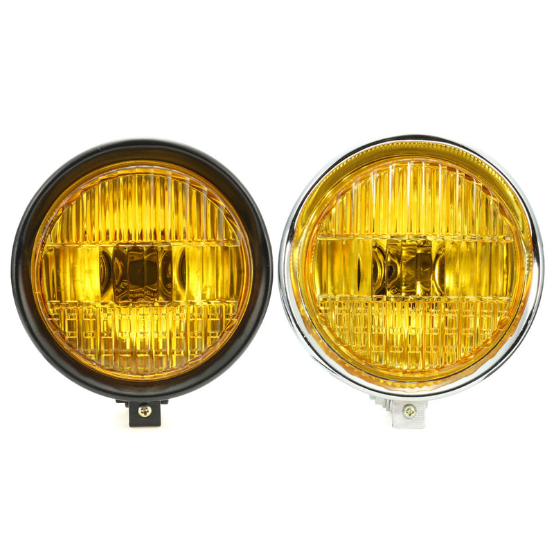 5.75" Motorcycle Headlight Light Retro Metal Yellow Len For Harley Bobber Chopper