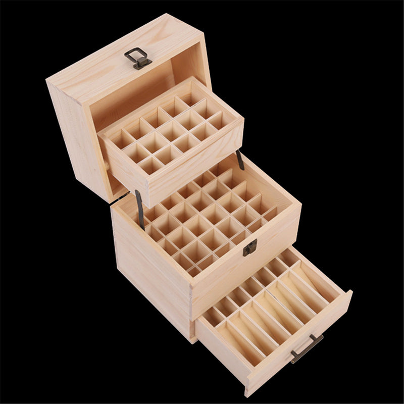 59 Slots 3 Tier Essential Oil Storage Box Wooden Aromatherapy Organizer Roller