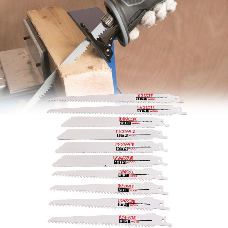 10pcs 6TPI/8TPI/10TPI Reciprocating Saw Blades Wood Metal Cutter Blade