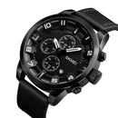 SKMEI 1309 Men Watch Fashion Leather Strap Three Smal Dials Stopwatch Male Quartz Wrist Watch
