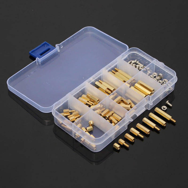 Suleve M3BH2 120Pcs M3 Male-Female Brass Hex Column Standoff Support Spacer Pillar For PCB Board