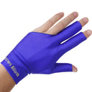 Professional Billiard Left Hand Three Finger Open Fingertip Glove (Blue) W5Y4