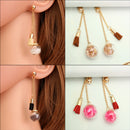 Tassel Wishing Glass Ball Crystal Leather Long Earrings Gift