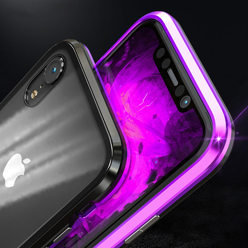 Bakeey Protective Case for iPhone XR 6.1" Magnetic Adsorption Metal+Clear Tempered Glass Cover