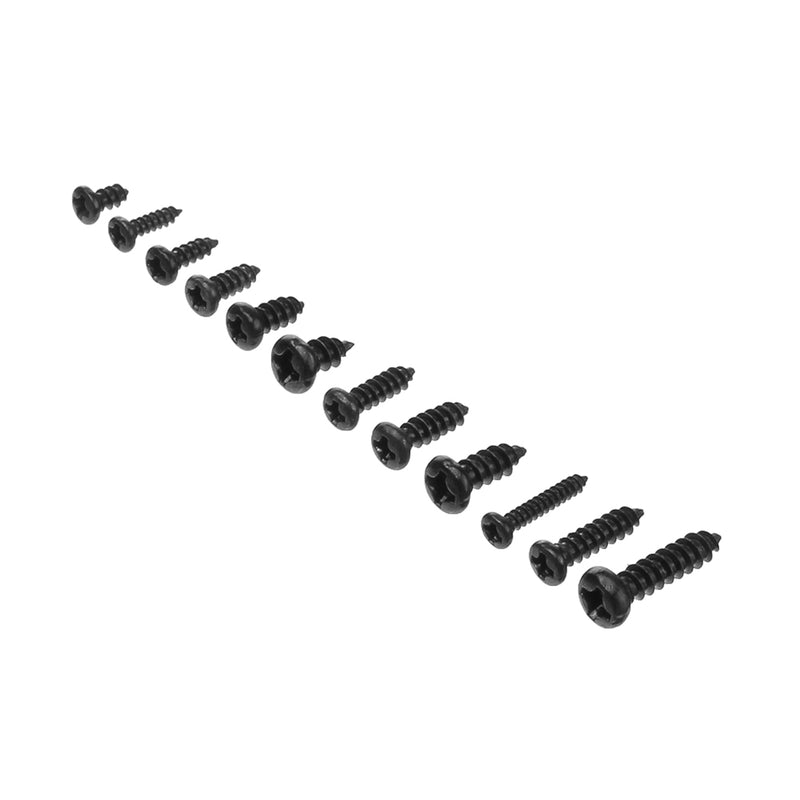Suleve MXCP2 195Pcs Mini Phillips Screw Micro Electronic Black Round Head Self Tapping Screw Kit