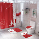 Honana 4PCS Bathroom Waterproof Shower Curtain Bathroom Lid Toilet Cover Pedestal Rug Bath Mat