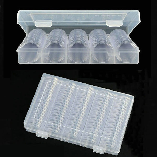 100Pcs Coin Capsules 27/30mm Coin Collecting Container Storage Case with Box