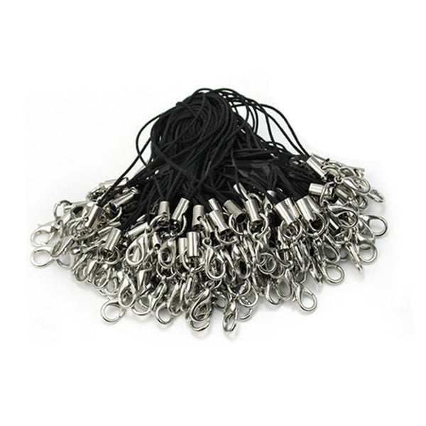 100 Pcs Black Cell Phone Lanyard Cords Strap Lariat Mobile Lobster Clasp T9V3