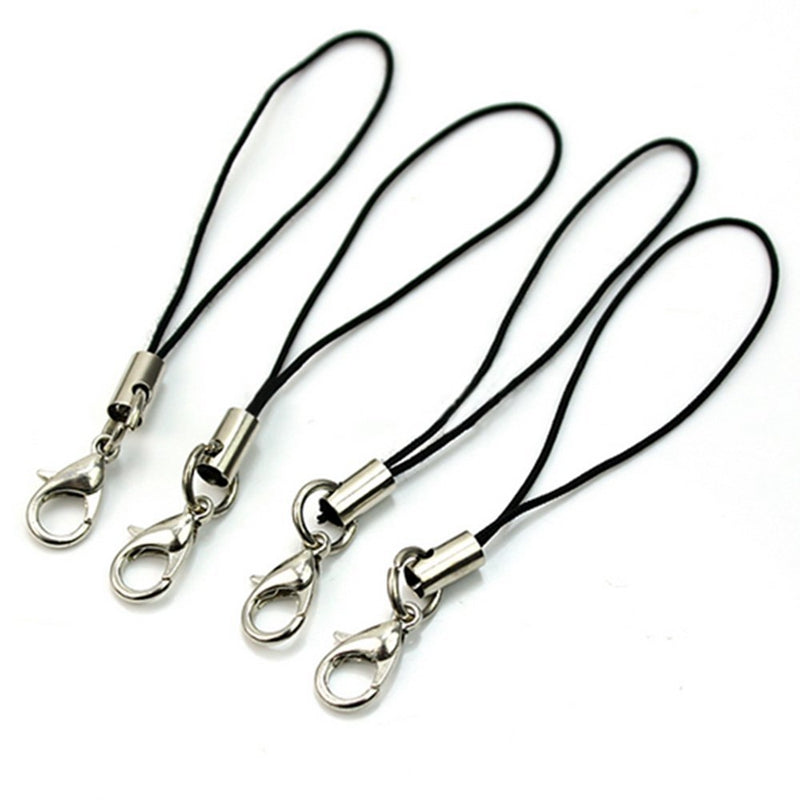 100 Pcs Black Cell Phone Lanyard Cords Strap Lariat Mobile Lobster Clasp T9V3