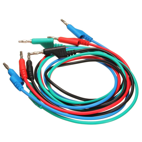 DANIU 4pcs 1M 4mm Banana to Banana Plug Soft Silicone Test Cable Lead for Multimeter 4 Colors