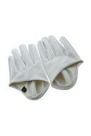 Women's Faux Leather Five Finger Half Palm Gloves White