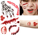 Halloween Props Tattoo Stickers Horror Simulation Wound Realistic Blood Scars Scratches Stitch Pattern