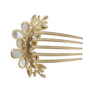 Womens Floral Design Alloy Rhinestone Crystal Hair Clip Comb (Blue) Y5W4