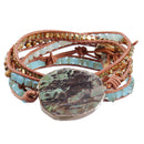 Bohemian Stone Crystal Bangle Healing Bead Pendant Chain Bracelet Jewelry Unisex