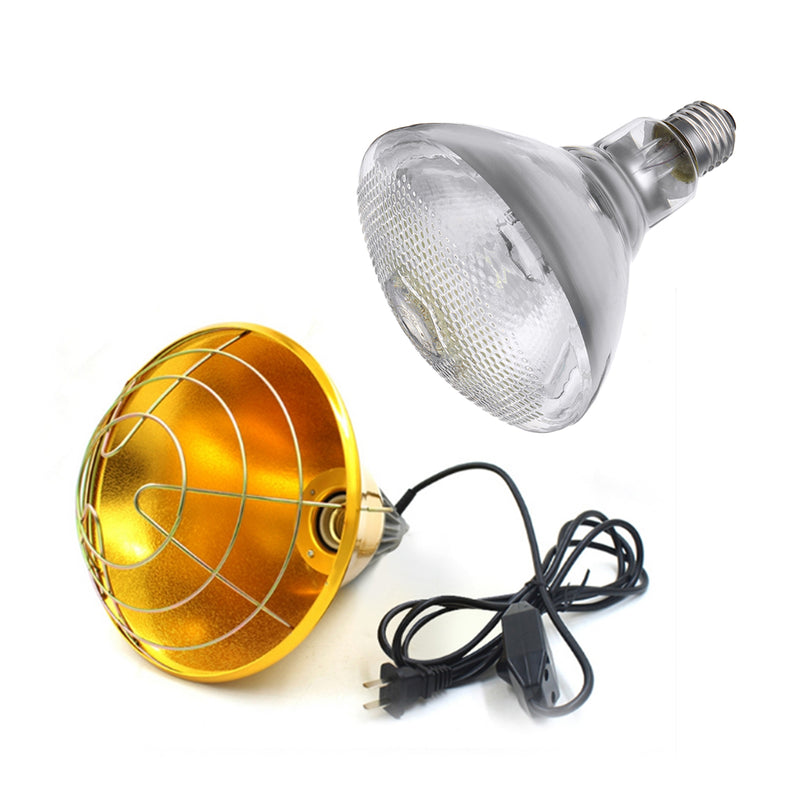 AC220V 250W Poultry Heat Incubator Lamp Infrared Pet Bulb Warm Light + Lampshade for Animals