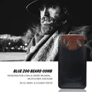 Pear Wood beard double comb + PU leather bag anti-static beard care comb men's portable hair brush