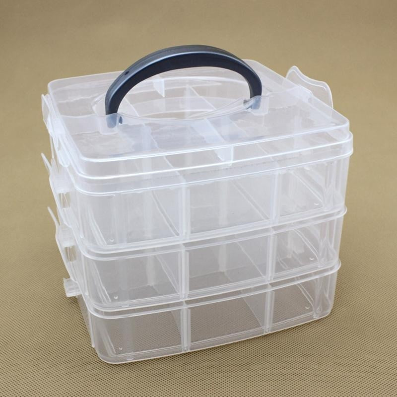 3-Layer Storage Case Detachable Plastic Cosmetic Tool Box Jewelry Holder Container 30 Grid