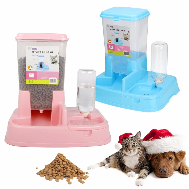 Pet Cat Dog Automatic Water Drinker Dispenser Food Feeder Dish Bowl Bottle Pet Bowl