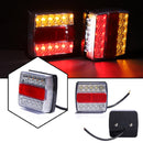 2Pcs Car 16LED Square Tail Turn Signal Lamp Brake Light Waterproof For Trailer Truck Boat