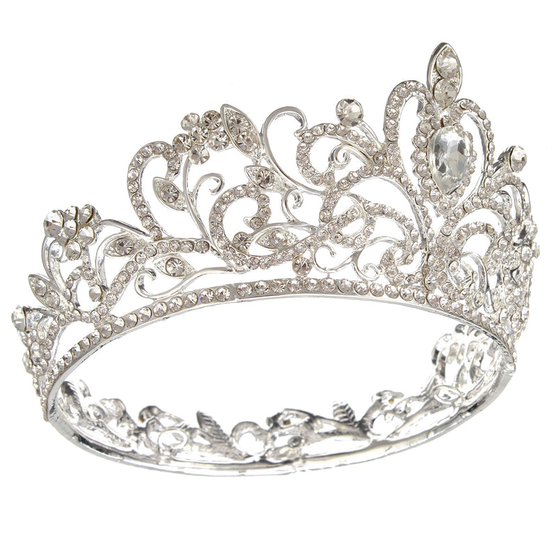 Bridal Princess Austrian Crystal Tiara Wedding Crown Veil Hair Accessory Veils