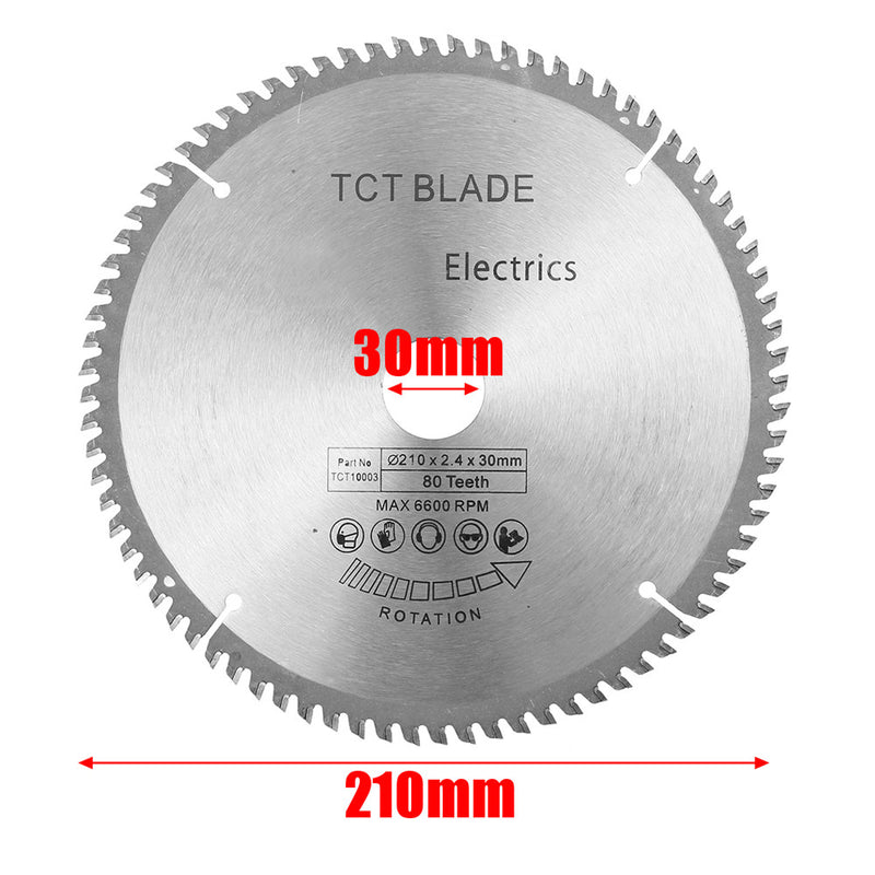 TCT 210mm 80T Circular Saw Blade 30mm Bore HSS Cutting Disc