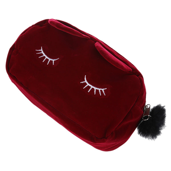 Cartoon Storage Case Travel Makeup Pouch Cosmetic Bag (wine red) Q8D4