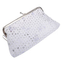 Women Sequins Clutch Evening Party Phone Bag Wallet Purse(white) S4E7