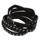 Unisex Punk Rock Multi-layer Rivet Stud Bracelet Bangle Wrap Cuff Black R4A1