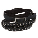 Unisex Punk Rock Multi-layer Rivet Stud Bracelet Bangle Wrap Cuff Black R4A1