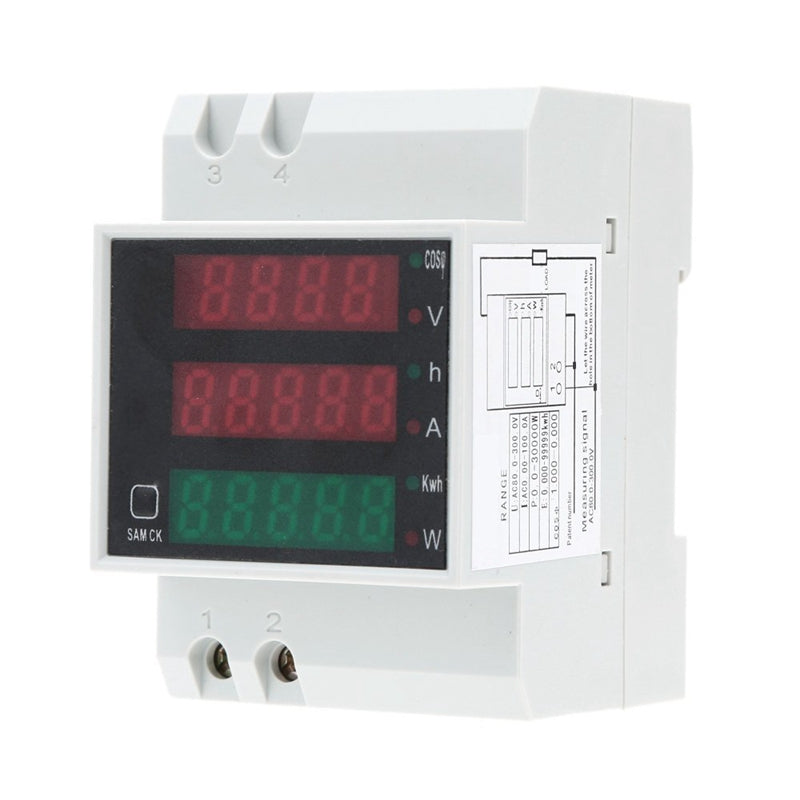 100A AC80 - 300V digital multifunctional DIN Rail Voltage Meter Voltmeter W W6J7