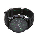 Grand Touring Green Men's Casual Silicone Stainless Steel Wrist Watch