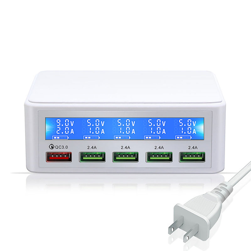 5V/10A LCD Display USB Charger Adapter Quick Charge 3.0 Multi Port Mobile Phone Rapid Charger USB Socket