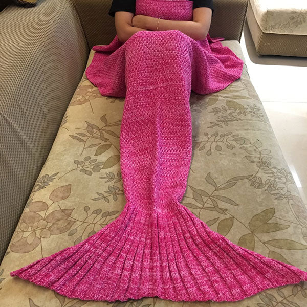 Honana WX-37 180x90cm Knitting Mermaid Tail Blanket Home Office Acrylic Fibers Warm Soft Sleep Bag