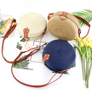 Women Ladies Rattan Straw Beach Shoulder Bag Round Woven Summer Holiday Tote Handbag Outdoor Travel