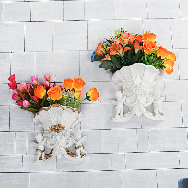 Wall Hanging Flower Pot Cupid Angel Plaster Corbel Shelf Rococo Style Garden DIY