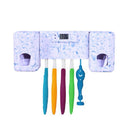 Automatic Toothpaste Dual Dispenser With 5 Toothbrush Holder Set Wall Mount Stand