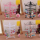 96 Holes Iron Rotating Earring Stand Ring Display Square Jewelry Rack Holder