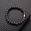 Unisex Black Beaded Bracelet Vintage Black Gallstone Oval Bracelets Ethnic Jewelry For Women Men