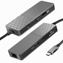 Bakeey 7-in-1 USB-C Docking Station Hub Adapter with 2 * USB 3.0/100W Type-C PD/4K HD Display/Gigabit Ethernet port/TF Card Reader/Camera Card Reader